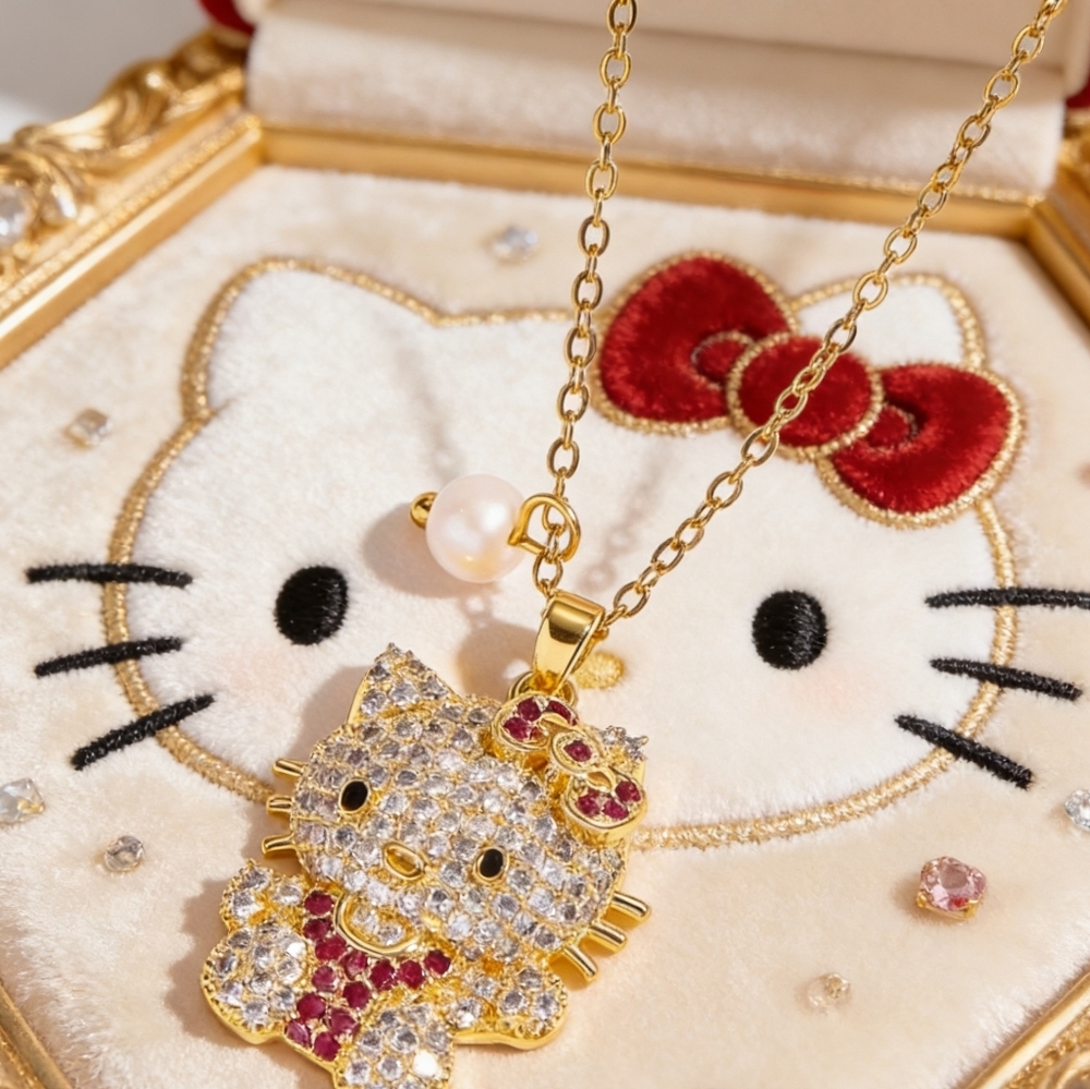 Sanrio Hello Kitty 18k Gold Luxury Pendant Necklace Collectors Edition 26$